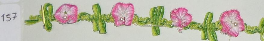 Blumenband mit Perle 15mm (15 yard), Rosa 157